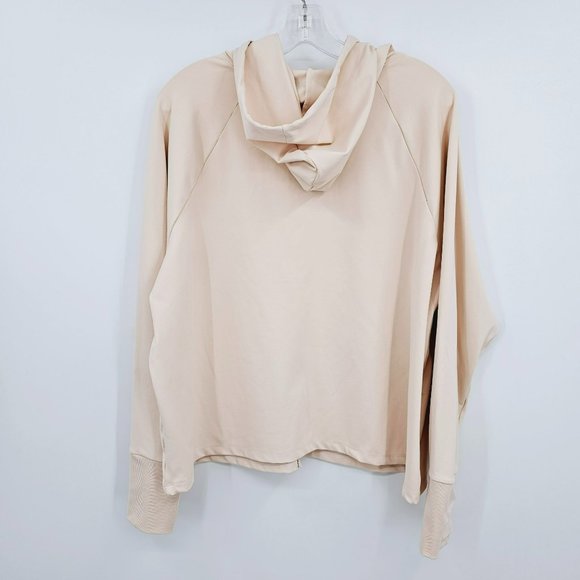 Fabletics Oasis Cropped Hoodie 1X Sand Raglan Sleeve Full Zip Boxy Pockets Plus - Picture 10 of 14